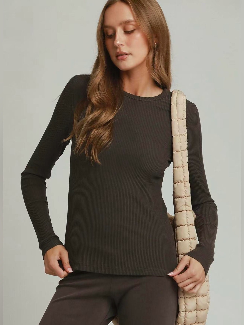 ♥️Hello Gorgeous! Umgee Brushed Rib Long Sleeve Top- Gray Smoke